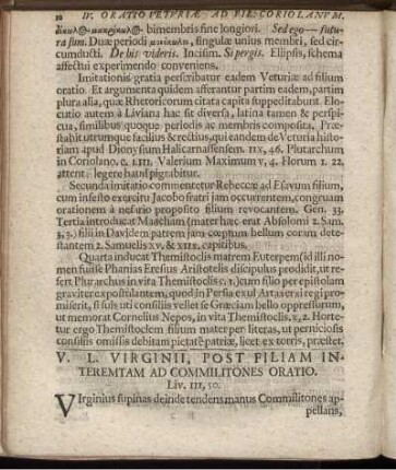 V. L. Virgini, Post Filiam Interemtam Ad Commilitones Oratio.