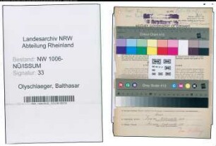 Entnazifizierung Balthasar Olyschlaeger , geb. 16.05.1886 (Landwirt)