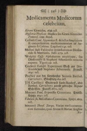 Medicamenta Medicorum celebrium.