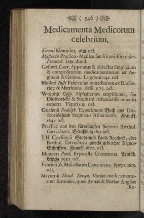 Medicamenta Medicorum celebrium.