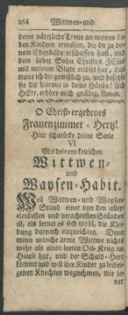 VI. Mit deinem keuschen Wittwen- und Waysen-Habit