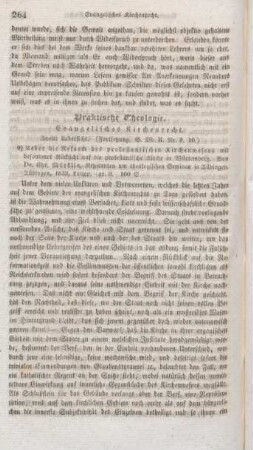 264-265 "Ueber die Reform des protestantischen Kirchenwesens" von Chr. Märklin