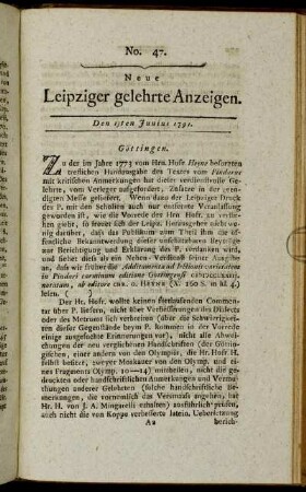 No. 47. Den 13ten Junius 1791.