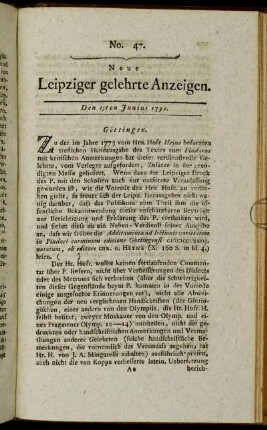 No. 47. Den 13ten Junius 1791.