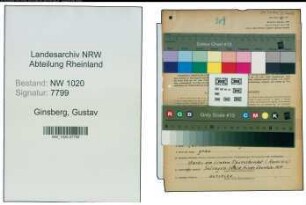Entnazifizierung Gustav Ginsberg , geb. 10.09.1900 (Fabrikant)