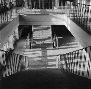Deutsche Demokratische Republik. Forschungsinstitut. Treppenhaus mit zwei gegenläufigen Treppen