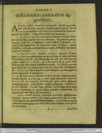 Caput I. definitionem nominalem aggreditur