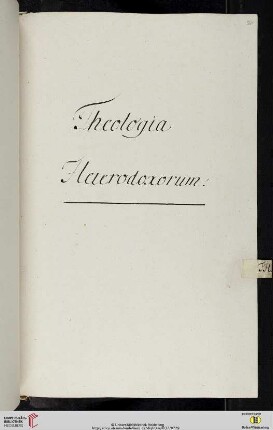 Einleitung zum fünften Titulus (der Classis III Theologica): Theologia Heterodoxorum
