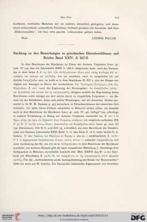 26: Nachtrag zu den Bemerkungen zu griechischen Ehrenbeschlüssen und Briefen Band XXIV, S. 162 ff.