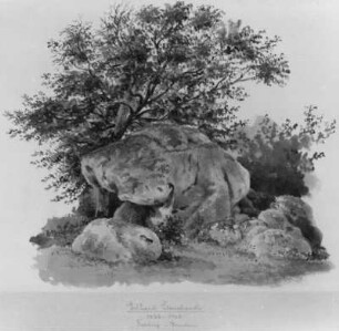 Felsgruppe : Felsgruppe. Aquarell; 21,4 x 25,9 cm (vor 1905; E. Leonhardi). Freiberg: Stadt- und Bergbaumuseum 54/537