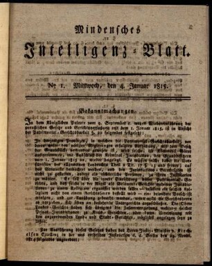 Mindensches Intelligenz-Blatt. Jahrgang 1815
