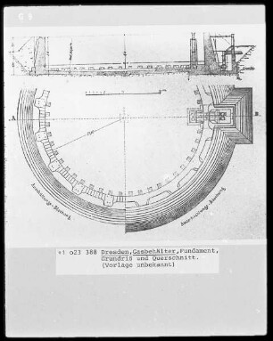 Dresden, Gasbehälter, Fundament