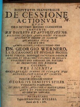 Disp. inaug. de cessione actionum