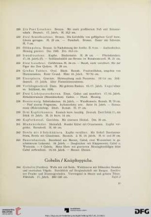 Gobelin / Knüpfteppiche (Nr. 244-256)