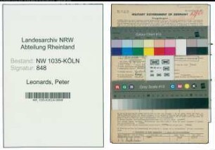 Entnazifizierung Peter Leonards , geb. 09.04.1895 (Kaufmaennischer Angestellter)