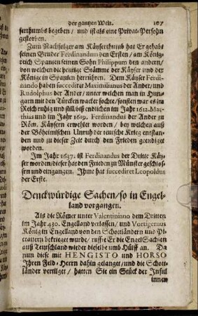 Denckwürdige Sachen/ so in Engelland vorgangen.