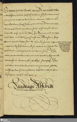 Landtags Abschidt Anno 1579