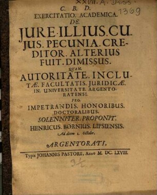 De iure illius cuius pecunia creditor alterius fuit dimissus