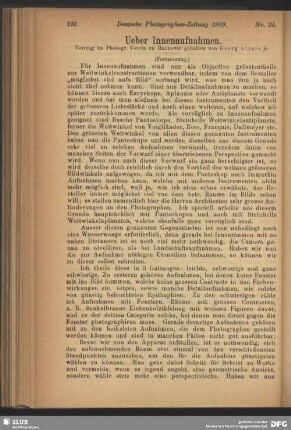 Ueber Innenaufnahmen