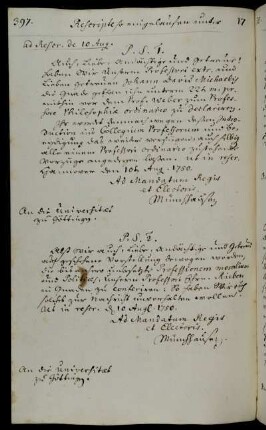 Beförderung des außerordentlichen Professors Michaelis zum ordentlichen Professor der Philosophischen Fakultät mit Rang vor dem Professor Weber.