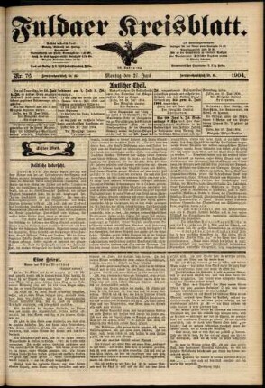 Erste Ausgabe vom Montag, den 27. Juni 1904.