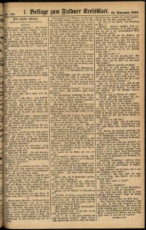 Zweite Ausgabe vom Samstag, den 24. September 1892.