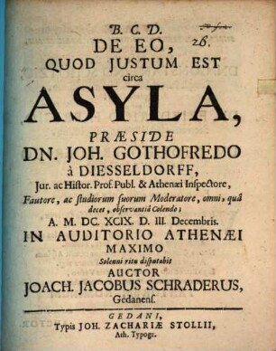 De eo quod iustum est circa asyla