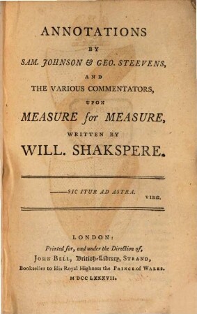 Annotations upon Measure for Measure and Midsummer Night's Dream