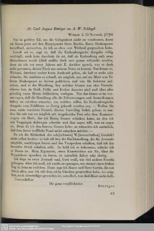 Carl August Böttiger an August Wilhelm von Schlegel, Weimar, 23.11.1796