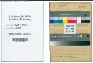 Entnazifizierung Johann Haferkamp , geb. 11.02.1904 (Kalkulator)