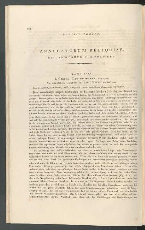 Divisio tertia. Annulatorum Reliquiae.