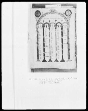 Evangeliar aus Prüm — ---, Folio 21versoKanontafel