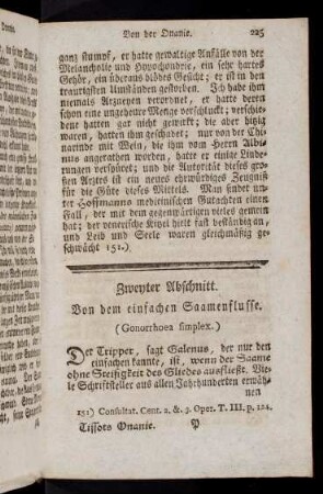 225-240, Zweyter Abschnitt. Von dem einfachen Saamenflusse. (Gonorrhoea simplex.)
