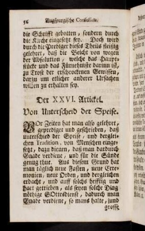 56 - 65, Der XXVI. Artikel. Von Unterscheid der Speise.