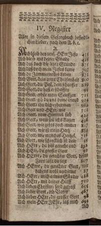 IV. Register Aller in diesem Gesangbuch befindlichen Lieder, nach dem A.b.c.