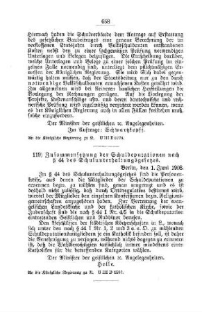 Zusammensetzung der Schuldeputation nach § 44 des Schulunterhaltungsgesetzes : [E. Öffentliches Volksschulwesen]