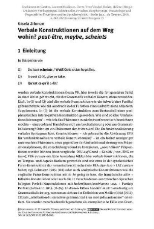 Verbale Konstruktionen auf dem Weg wohin? peut-être, maybe, scheints