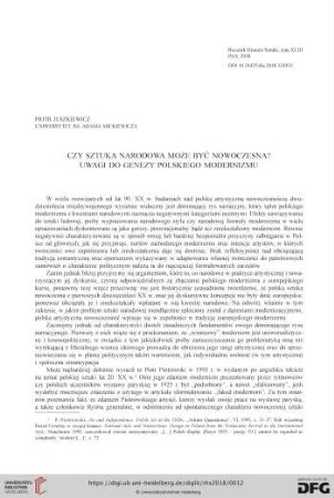 Czy sztuka narodowa może być nowoczesna? Uwagi do genezy polskiego modernizmu