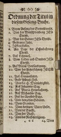 Ordnung der Titul in diesem Gesang-Buche.