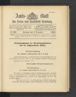 No. 291, 6. Dezember 1918