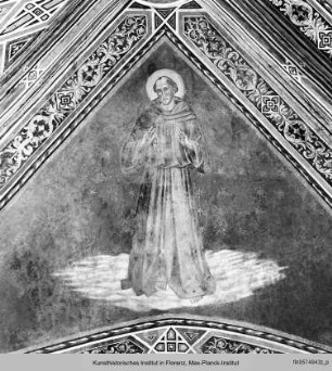 Ausmalung der Cappella della Croce : Gewölbemalerei mit den 4 Evangelisten und 3 Franziskanerheiligen : Drei Franziskanerheilige