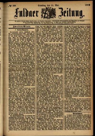 Zweite Ausgabe vom Samstag, den 11. Mai 1889.