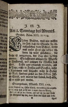 Am 1. Sonntage des Advents. - Am Tage der Offenbahrung oder Erscheinung Christi.
