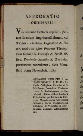 Approbatio Ordinarii.