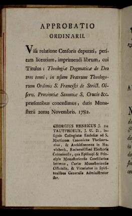 Approbatio Ordinarii.