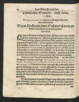 Christlicher Sermon/ Auß Levit. 12. cap.