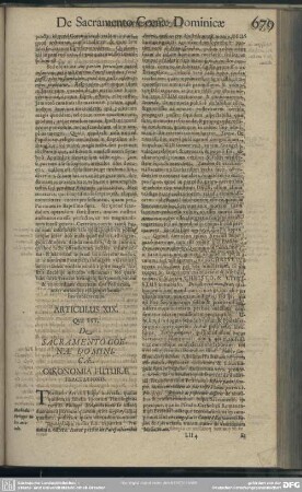 [Locus XIX.] De Sacramento Coenae Dominicae