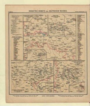 Industrie-Gebiete des Deutschen Reiches (Südwestdeutscher Industrie-Bezirk, Harz-Elbe-Industrie-Bezirk, Mosel-Saar-Industrie-Bezirk, Oberlausitzer und Niederschlesischer Ind.-Bez., Sächsisch-Thüringischer Industrie-Bezirk, Nieder-Lausitz, Rheinisch-Westfälischer Industrie-Bezirk, Ober-Schlesien