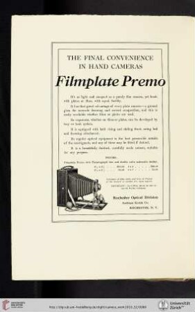 Rochester Optical Division, Eastman Kodak Co. [Filmplate Premo Camera)
