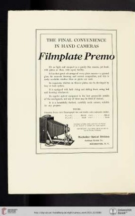 Rochester Optical Division, Eastman Kodak Co. [Filmplate Premo Camera)